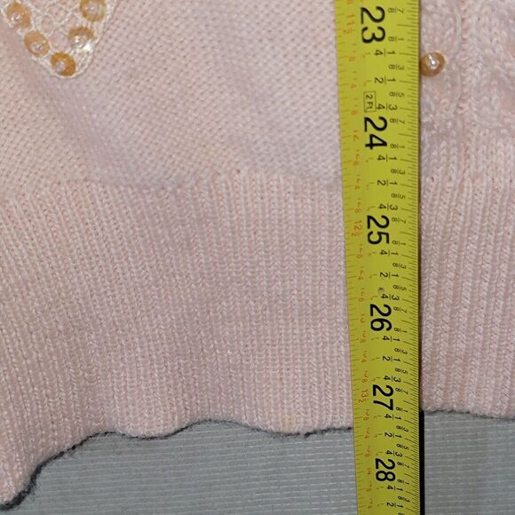 Pink Angora Sequin Sweater Womens Medium Wool Blend Winterwear Pastel Feminine - Picture 8 of 12